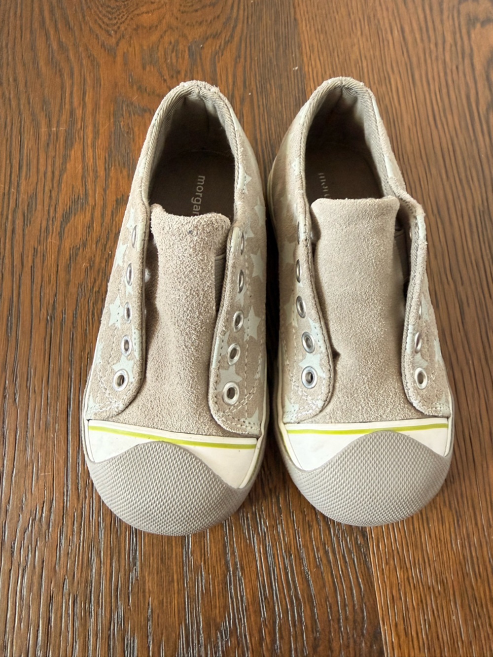 Morgan & Milo gray suede star-patterned slip on sneakers